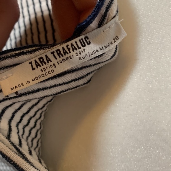 Zara Trafaluc Navy Blue & White Striped Crop Top - Picture 5 of 6